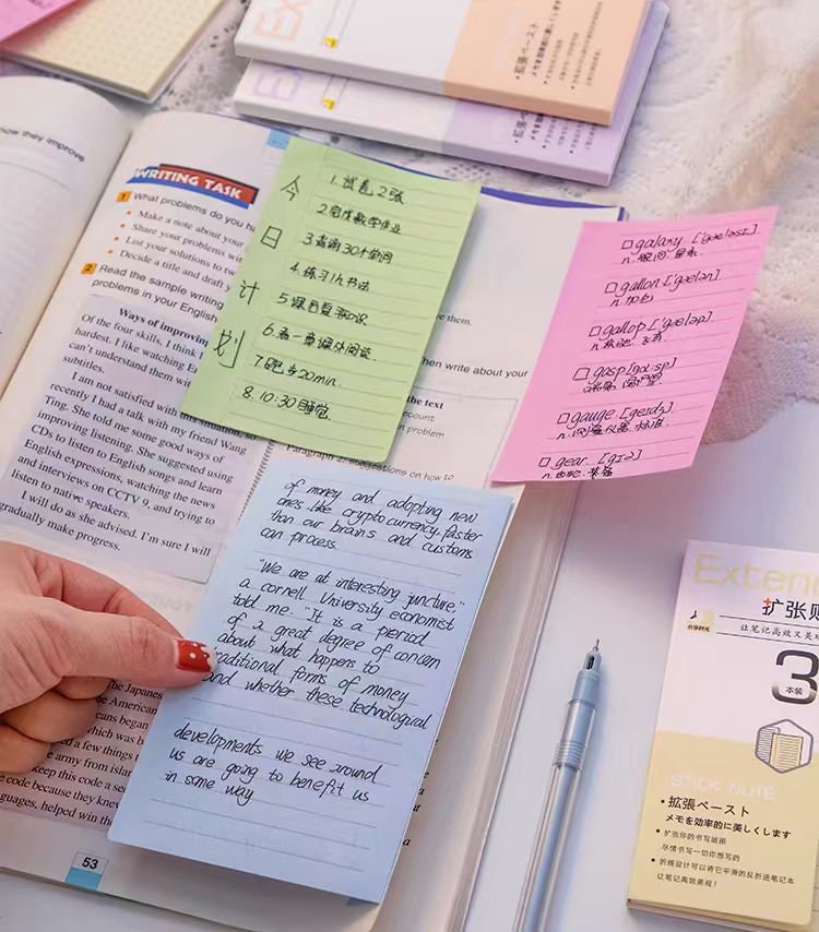 Creative Extend Sticky Notes | Lined Grided Dotted | Planner Study School Supplies | Note Taking | Planner Journal Accessory Supplies