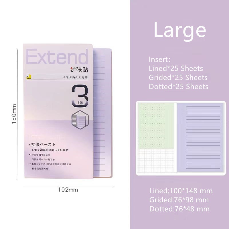 Creative Extend Sticky Notes | Lined Grided Dotted | Planner Study School Supplies | Note Taking | Planner Journal Accessory Supplies