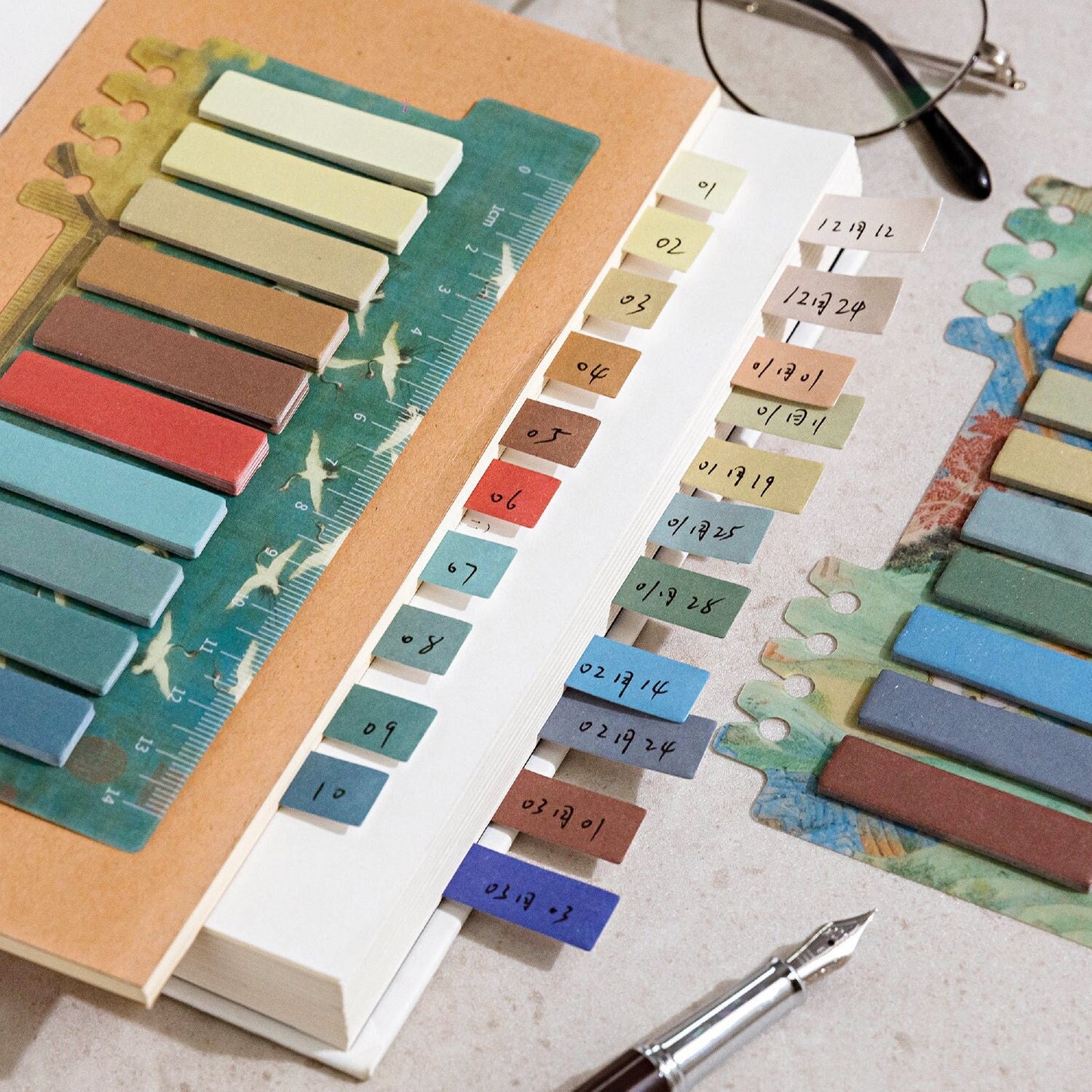 Retro Color Page Flags | Chinoiserie Page Flags | Sticky Index Tabs | Writable Book Tabs | Markers Annotation Tabs | Planner Study Supplies