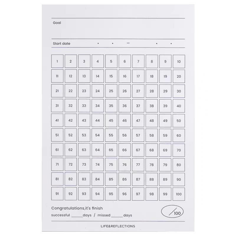 100 Days Goal Track | Memo Pad | To Do Habit Track Life Planner Record Notes Pad | Planner Journal Accessories Study School Office Supplies