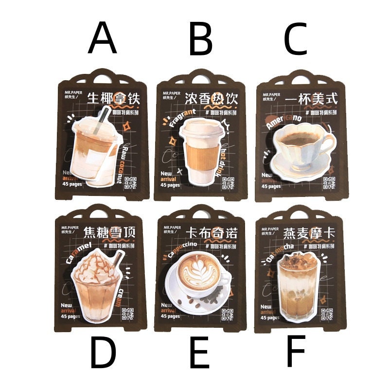 Creative Coffee Sticky Notes | Kawaii Coffee Notepad | Cute Memo Pad | Planner Memo | Planner Journal School Office Supplies