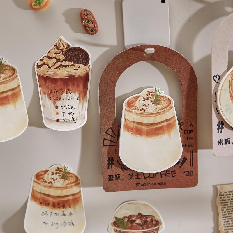 Creative Coffee Sticky Notes | Kawaii Coffee Shape Notepad | Latte Cappuccino Planner Memo Pad | Planner Journal School Office Supplies