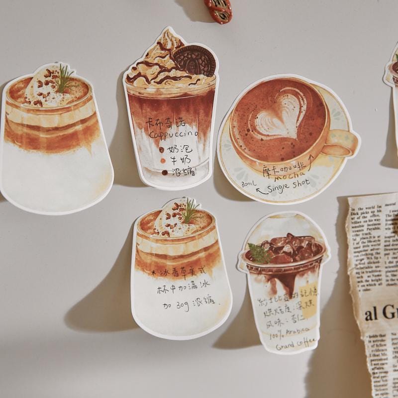 Creative Coffee Sticky Notes | Kawaii Coffee Shape Notepad | Latte Cappuccino Planner Memo Pad | Planner Journal School Office Supplies