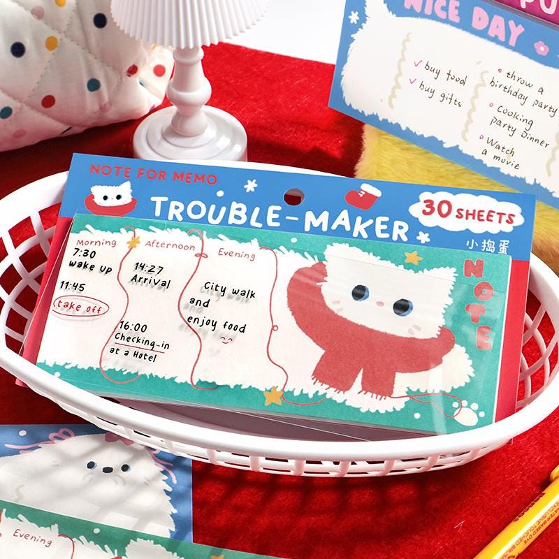 Cute Puppy Kitten Sticky Notes | Kawaii Planner Sticky Memo Pad | Writing Pad | Planner Memo | Stationery Planner Journal Accessory Supplies