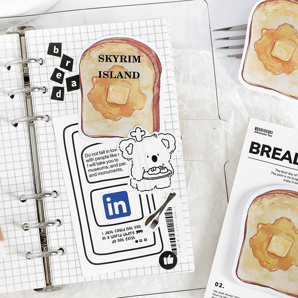 Creative Bread and Coffee Sticky Notes | Kawaii Food Notepad | Cute Memo Pad | Planner Memo | Planner Journal School Office Supplies