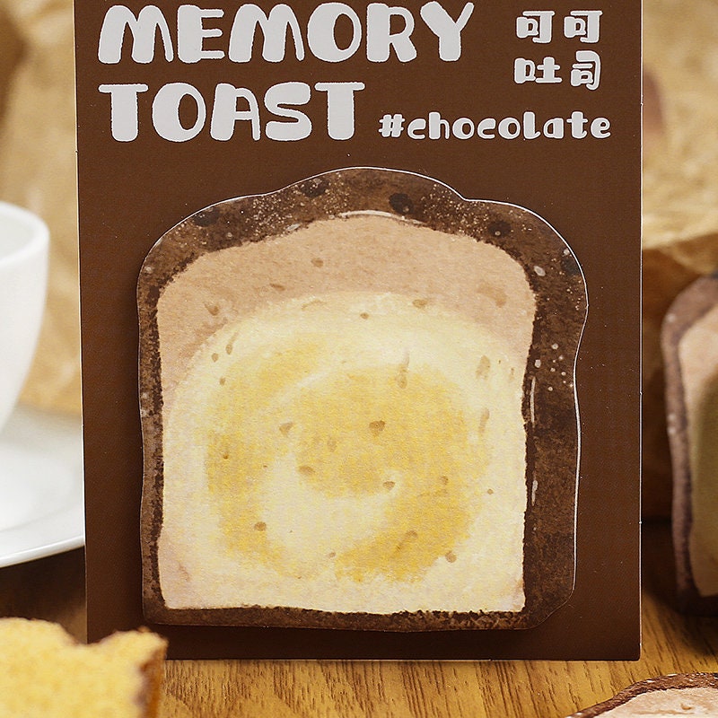 Cute Bread Toast Sticky Notes | Food Kawaii Notepad | Cute Memo Pad | Planner Journal School Student Office Memo Supplies