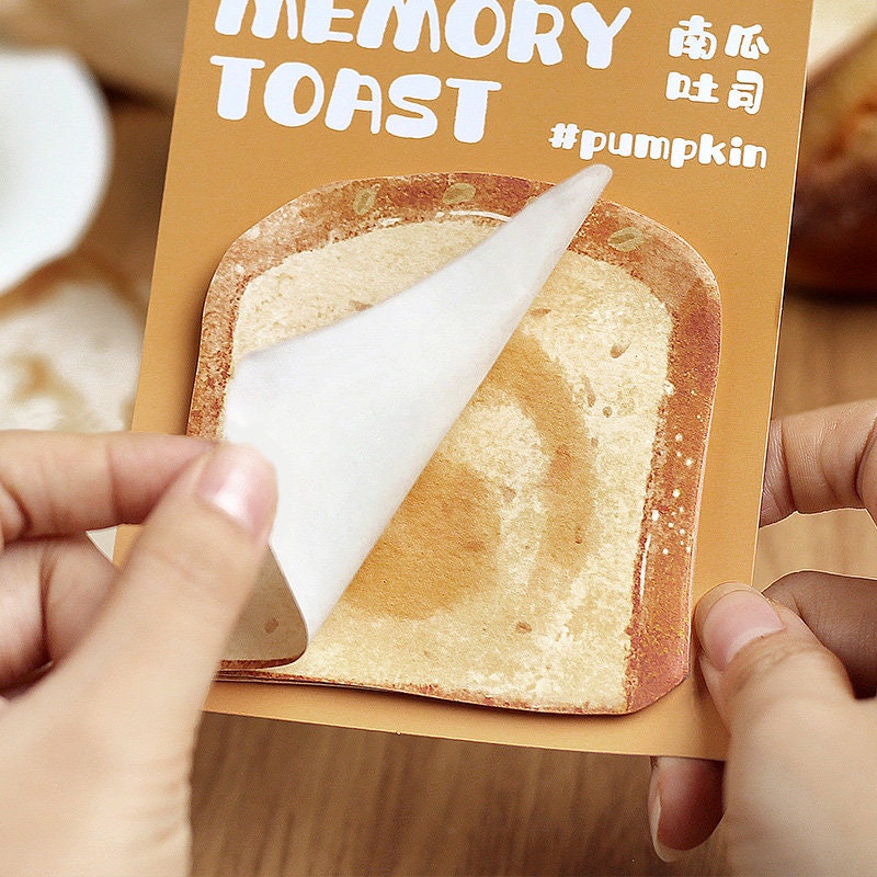 Cute Bread Toast Sticky Notes | Food Kawaii Notepad | Cute Memo Pad | Planner Journal School Student Office Memo Supplies