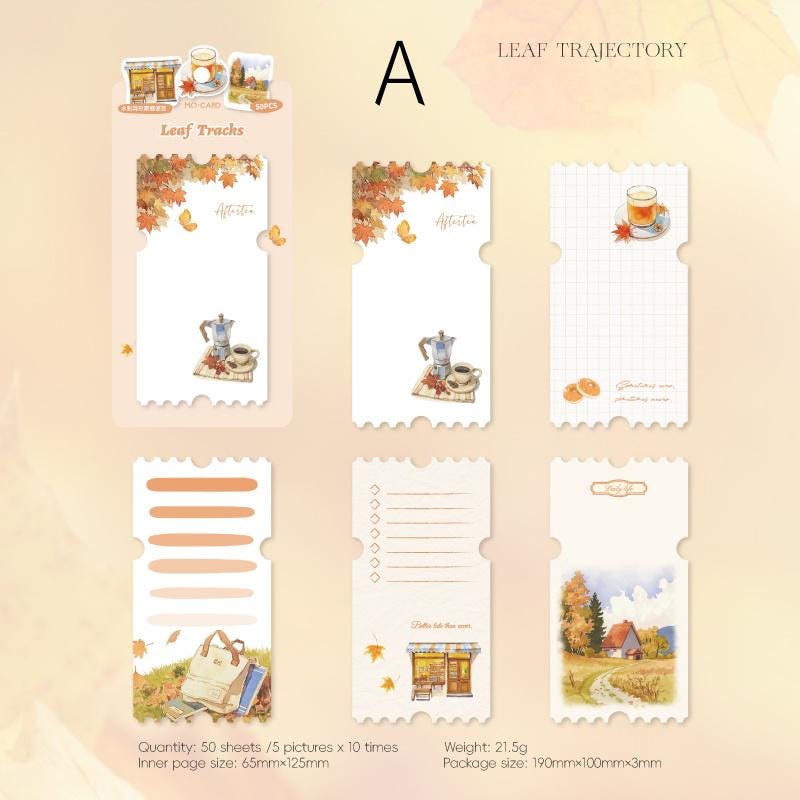 50 Sheets Coffee Break Memo Pad | Autumn Coffee Note Pad | Note Paper | Planner Journal Collage Supplies