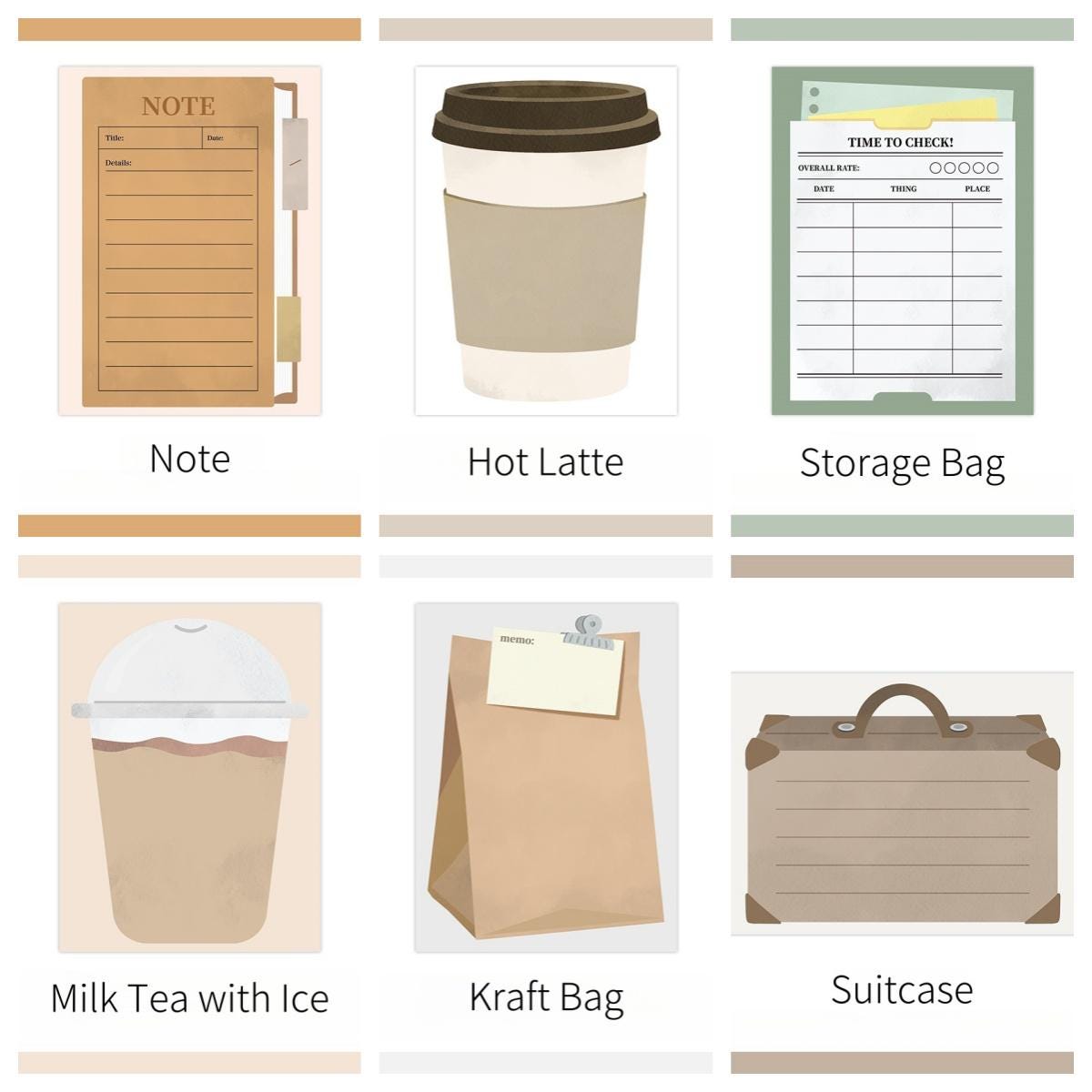 Creative Coffee Notebook Notepad | Latte Suitcase Planner NoteMemo Pad | Planner Journal School Office Supplies