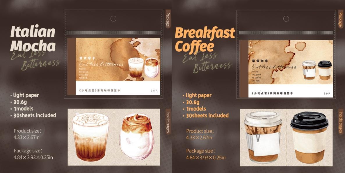 Coffee Notepad | Memo Pad | Material Paper | Vintage Coffee Journal Scrapbooking Collage Crafting Supplies