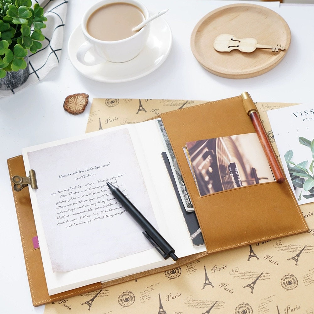 Genuine Leather Cover | A5 A6 B6 Slim Size | Minimal Planner hobonichi Refillable Notebook Cover | Suitable for Hobonichi & Midori