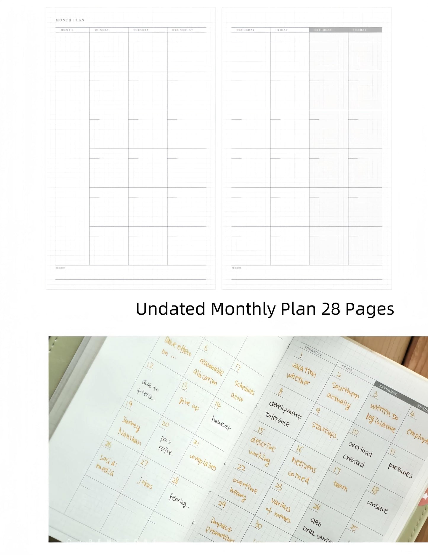 Undated Daily Journal Planner for One Year | 400 Pages | Premium Vegan Leather Journal Notebook | 2025 B6 Journal Agenda Planner