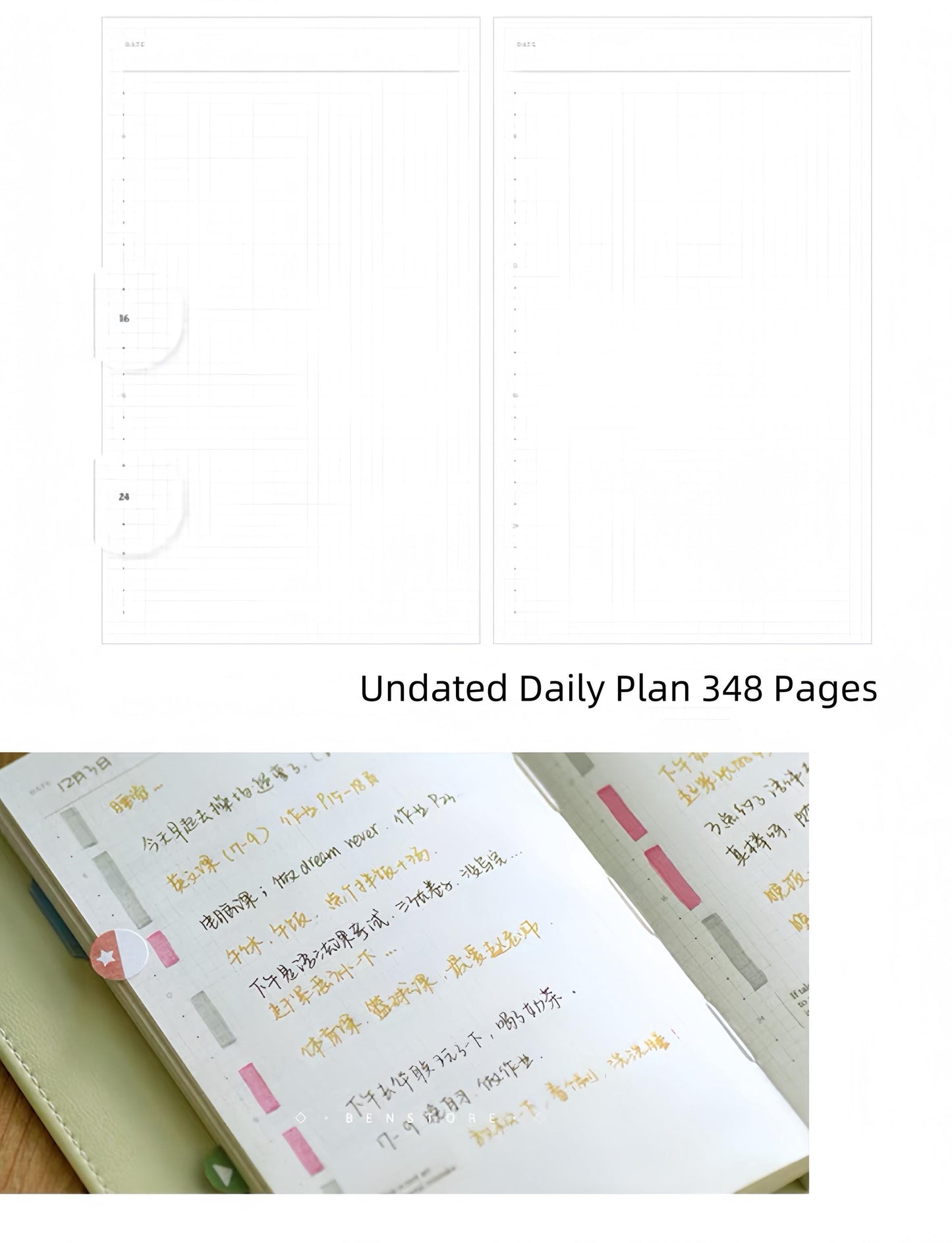 Undated Daily Journal Planner for One Year | 400 Pages | Premium Vegan Leather Journal Notebook | 2025 B6 Journal Agenda Planner