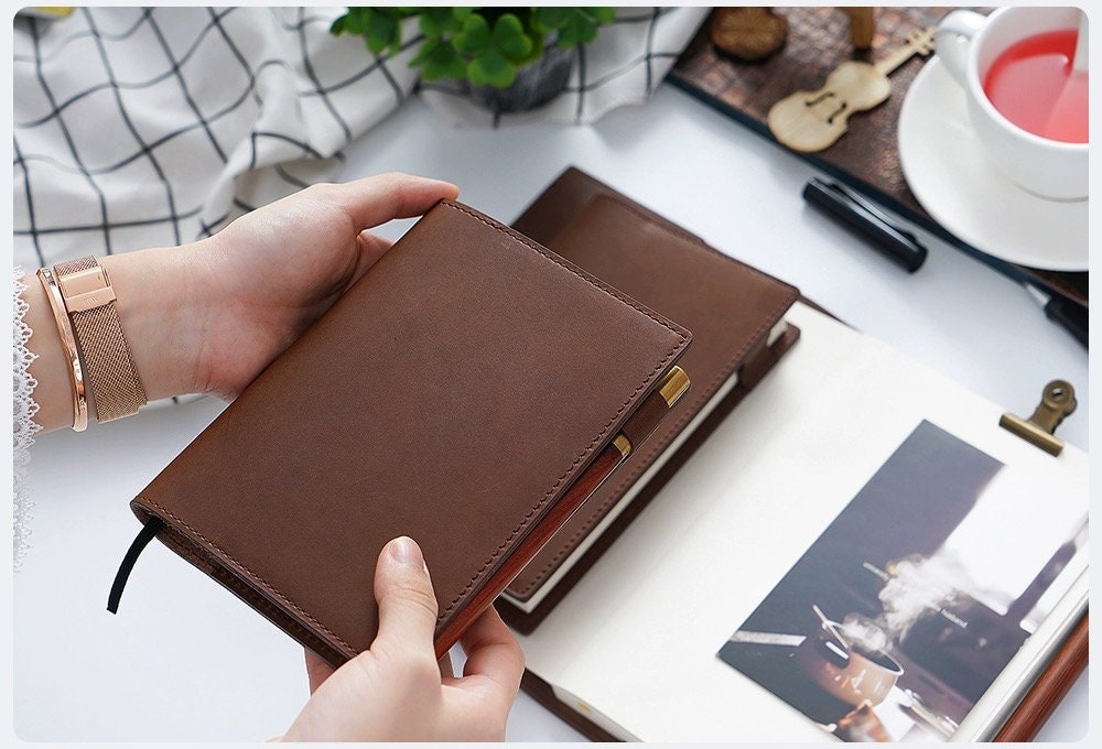 Genuine Leather Cover | A5 A6 B6 Slim Size | Minimal Planner hobonichi Refillable Notebook Cover | Suitable for Hobonichi & Midori