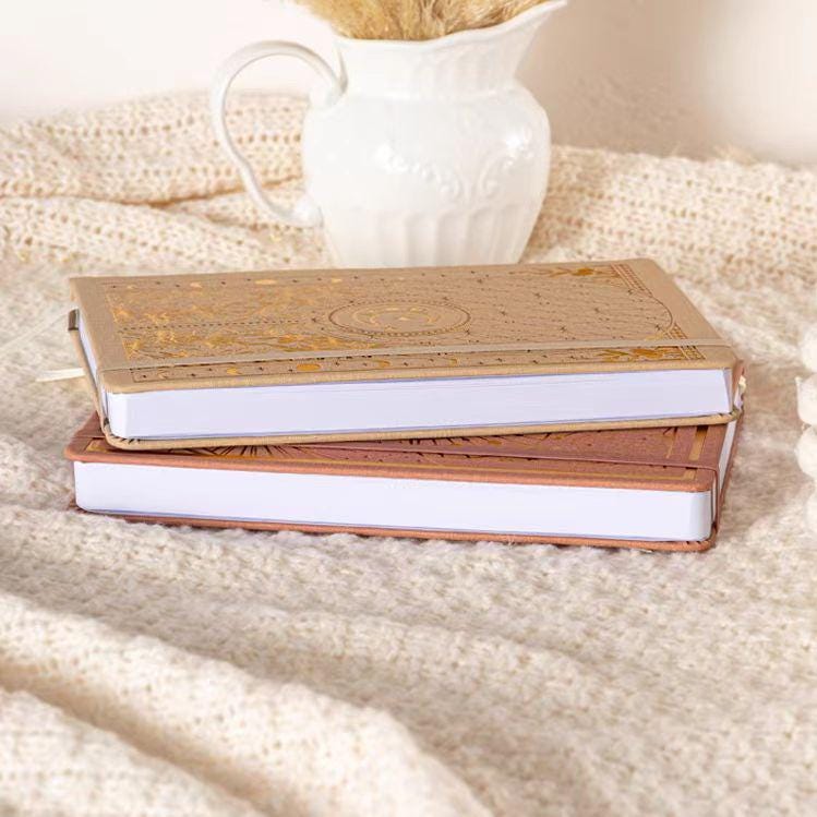 Gilded A5 Moon Butterfly Bee Notebook | Dotted Lined Journal | Hard Cloth Cover Planner | Office and School Supplies | Gift for Her