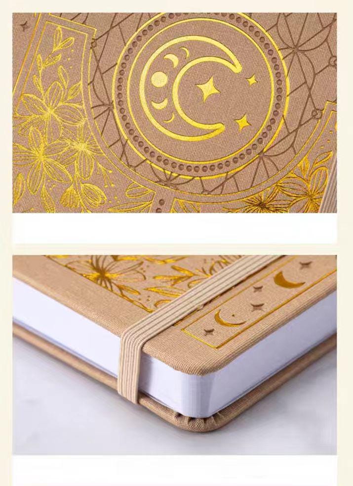Gilded A5 Moon Butterfly Bee Notebook | Dotted Lined Journal | Hard Cloth Cover Planner | Office and School Supplies | Gift for Her