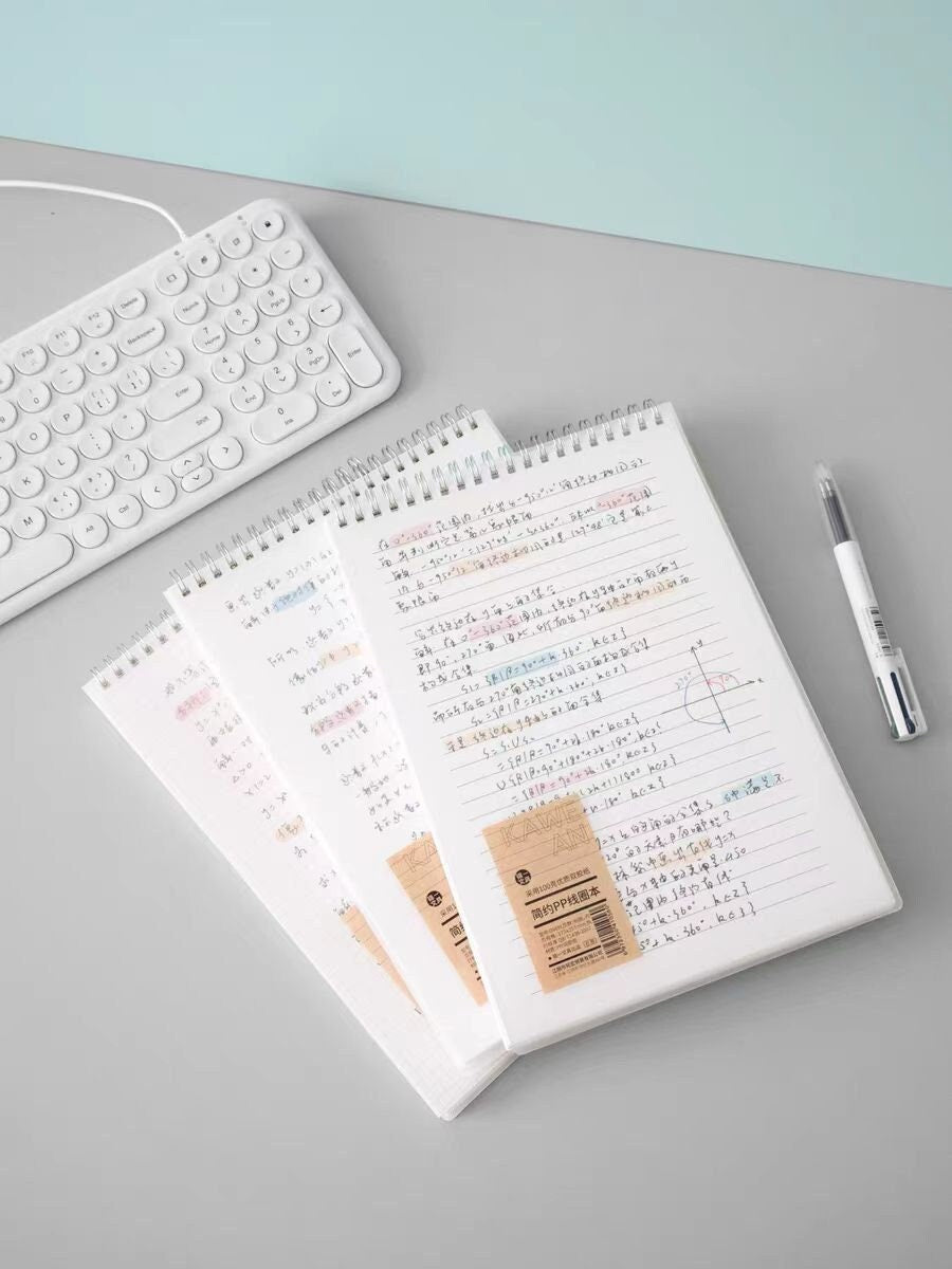 Upturning Spiral Notebook | Transparent Cover Spiral Notebook | Lined Grided Blank Notebook | Study Academic Planner Journal