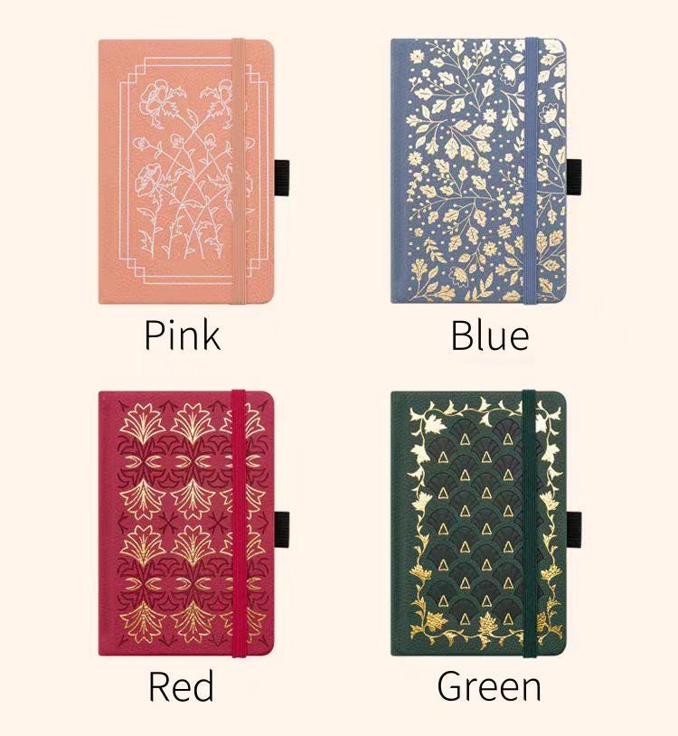 A6 Floral Vegan PU Journal with Pocket | Portable Notebook for School, Work, and Travel | Ideal Gift for Women and Girls | Personal Diary