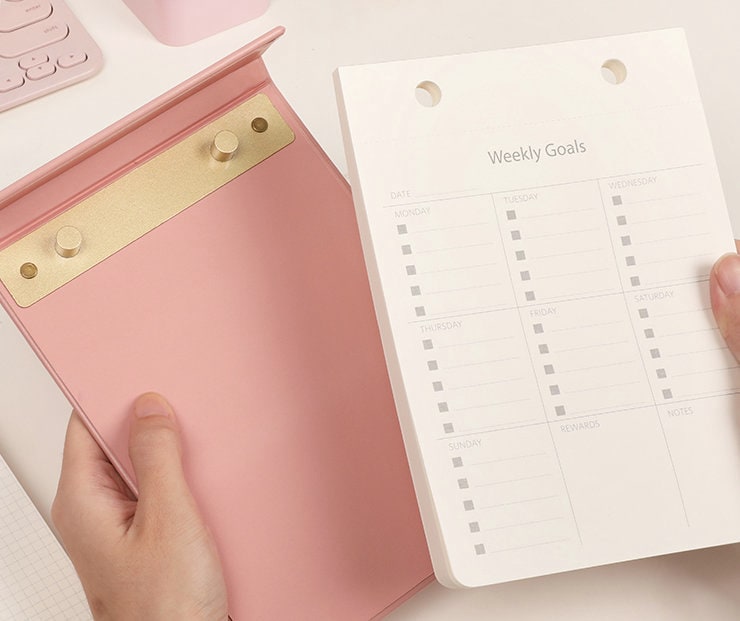 Refillable Leather Clip Board | Note Pad | Memo Pad | Weekly Plan | Office Supplies | Study Supplies