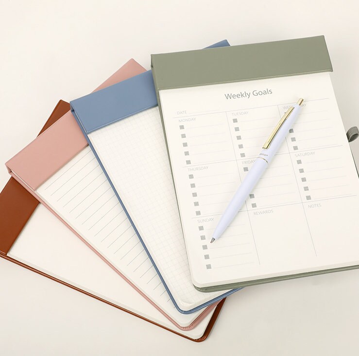 Refillable Leather Clip Board | Note Pad | Memo Pad | Weekly Plan | Office Supplies | Study Supplies