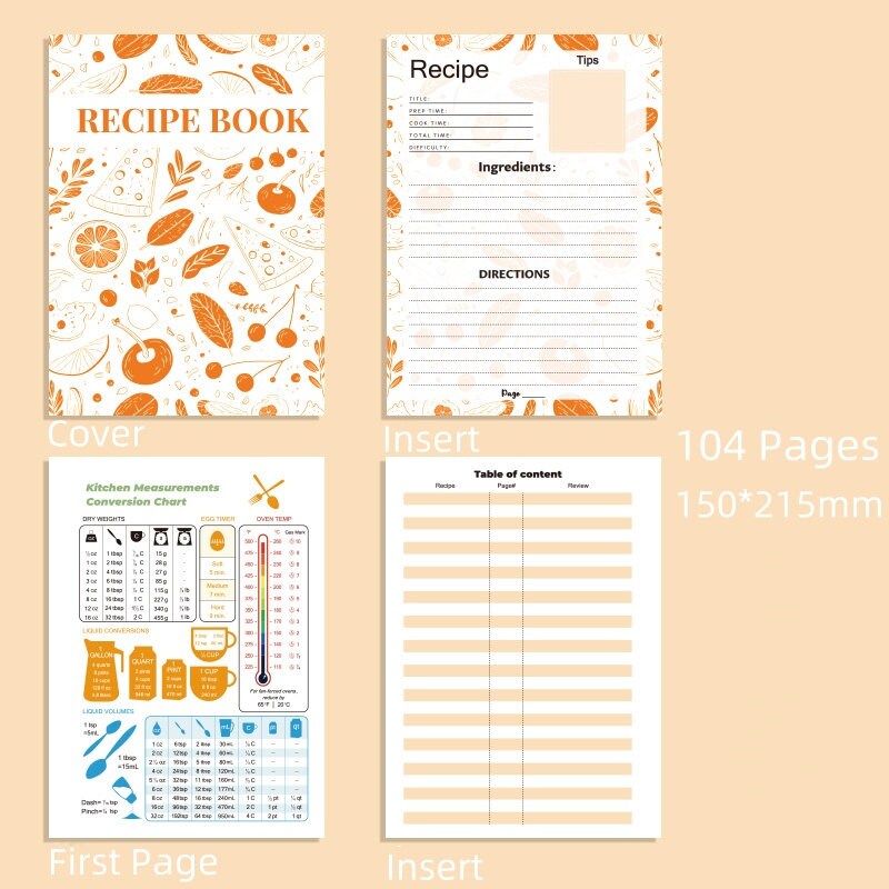 A5 Recipe Book Notebook | Kitchen Cook Recipe Book
