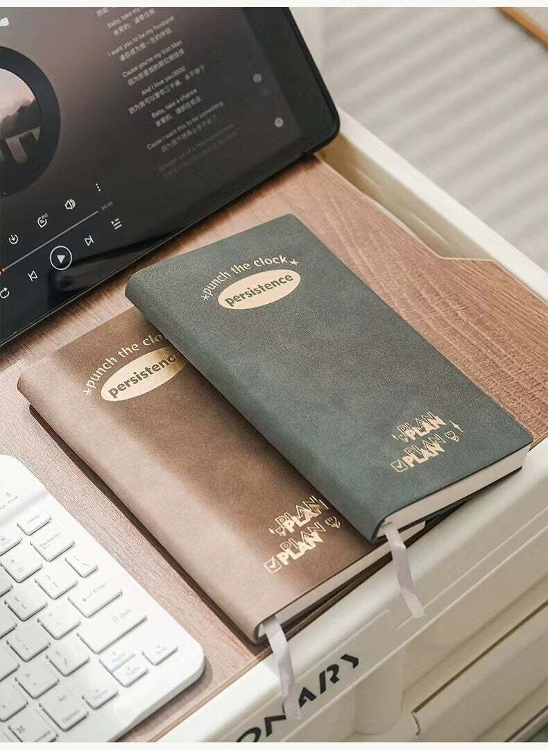 Retro To Do List Notebook | Vegan Leather Planner Journal | School Student Office Supplies Stationery | Daily Plan Timeline