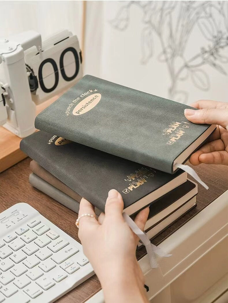 Retro To Do List Notebook | Vegan Leather Planner Journal | School Student Office Supplies Stationery | Daily Plan Timeline