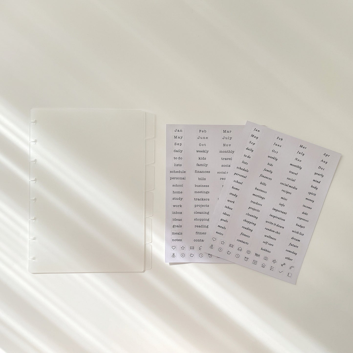 Discbound Frosted Clear Gray Dividers | Side Tabs | Discbound Notebook System | Happy Planner