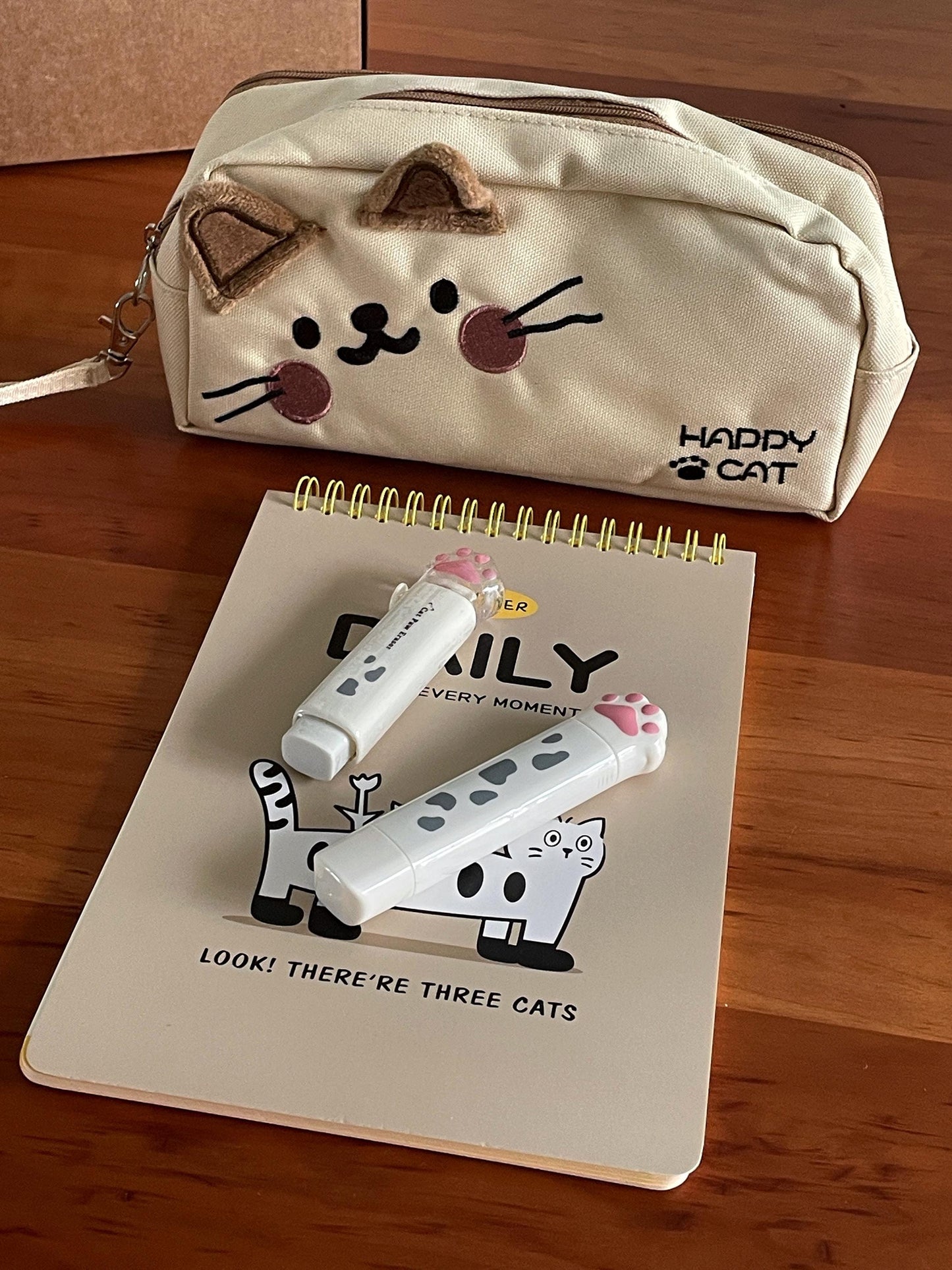Cat Lover Stationery Bundle | Pencil Case Study Planner for Students | Cute Stationery Gift Set Back To School Set | College Gift