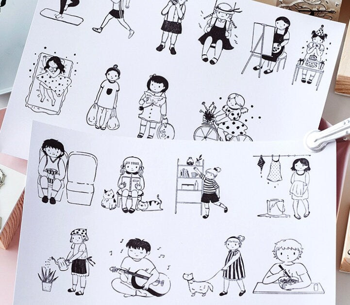 Swing Rubber Stamp | Wooden Stamp Set | Scrapbooking Stamp | Planner Stamp | | Midori Traveler’s Notebook