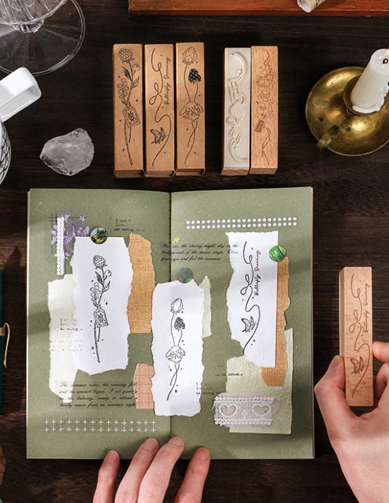 Jungle Stamp | Wooden Stamp Set | Scrapbooking | Planner Stamp | | Junk Journal