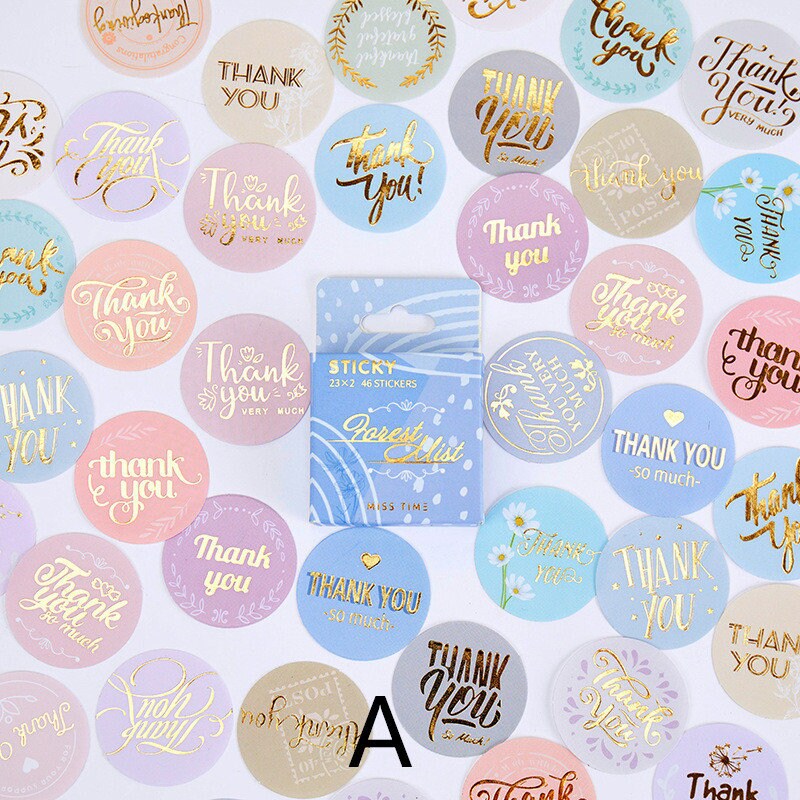 46pcs Thank You Sticker Pack / Small Business / Package Stickers / Adhesive Paper Party Gifts Wrapping DIY Box Label / Planner Sticker Set