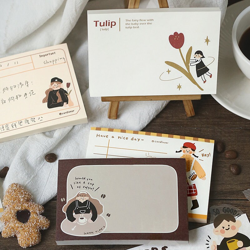 80 Sheets Cute Girl Memo Pad | Message Paper | Kawaii Stationery | Student Office School Supplies | Daily Planning | Note Paper