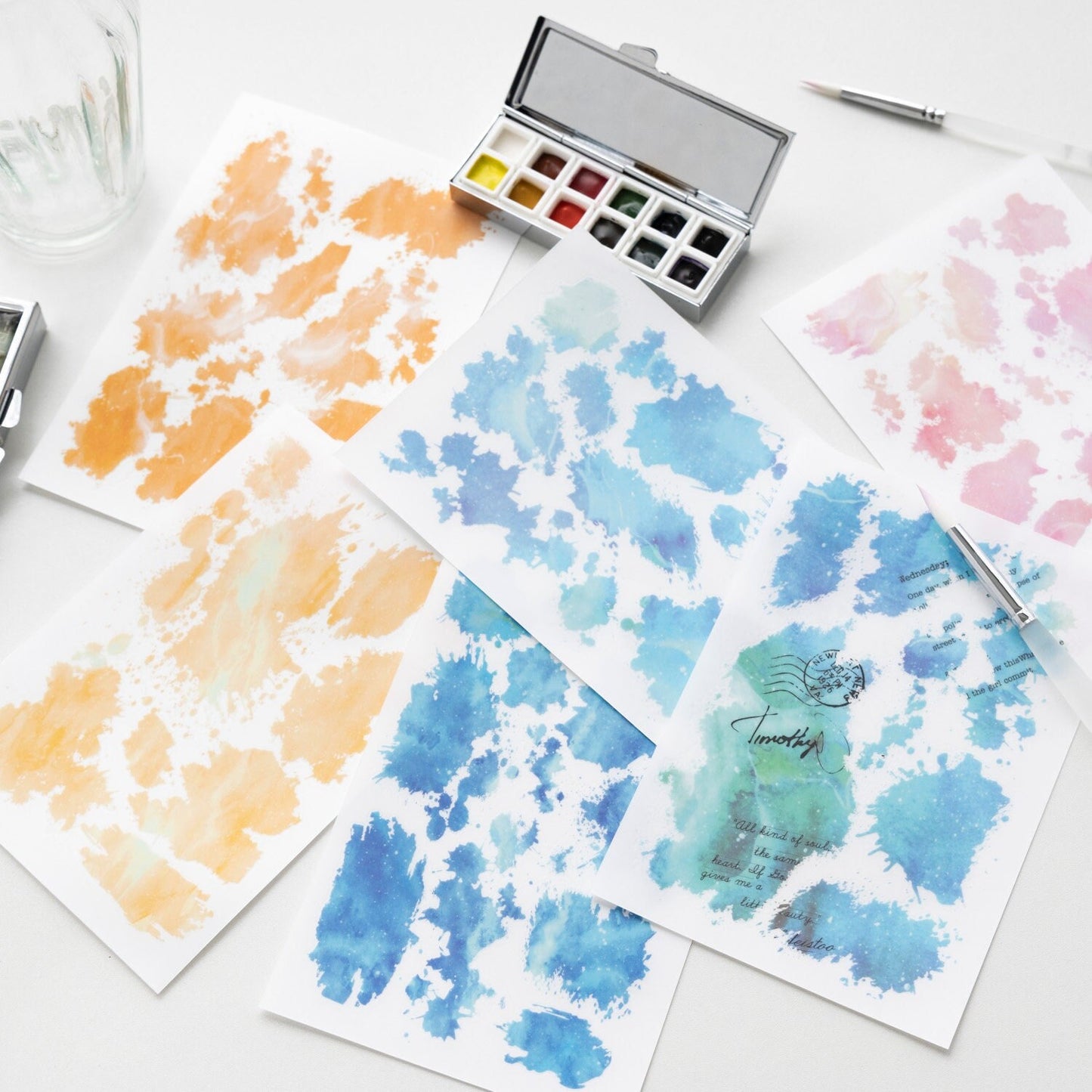 Watercolor Trace Transfer Stickers | Rub-on Sticker | Print-on stickers | Journal Scrapbooking Collage Crafting Supplies | Planner Stickers