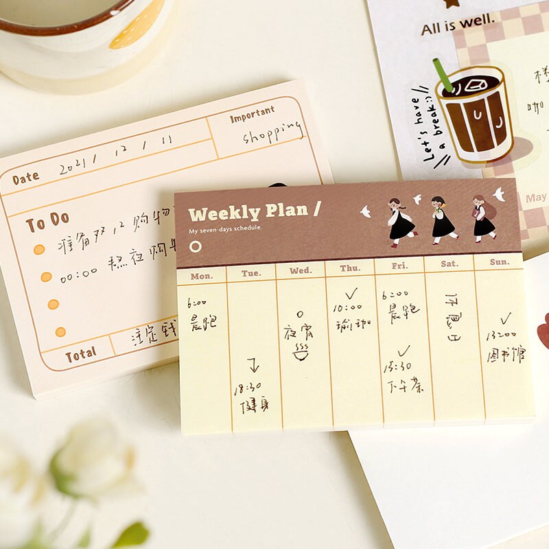 80 Sheets Cute Girl Memo Pad | Message Paper | Kawaii Stationery | Student Office School Supplies | Daily Planning | Note Paper