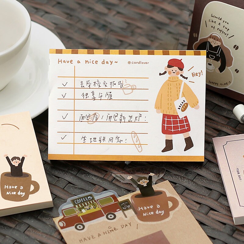80 Sheets Cute Girl Memo Pad | Message Paper | Kawaii Stationery | Student Office School Supplies | Daily Planning | Note Paper