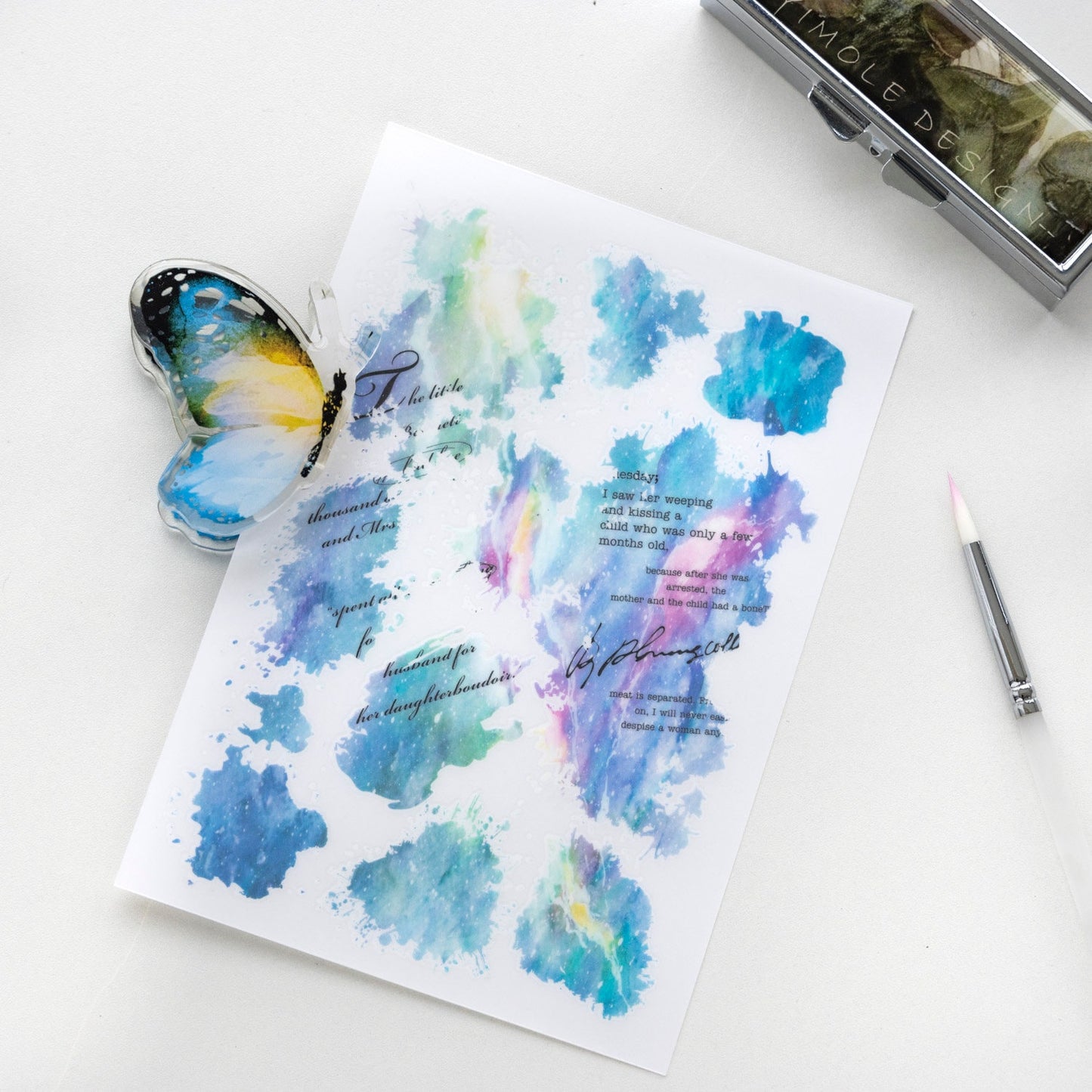 Watercolor Trace Transfer Stickers | Rub-on Sticker | Print-on stickers | Journal Scrapbooking Collage Crafting Supplies | Planner Stickers
