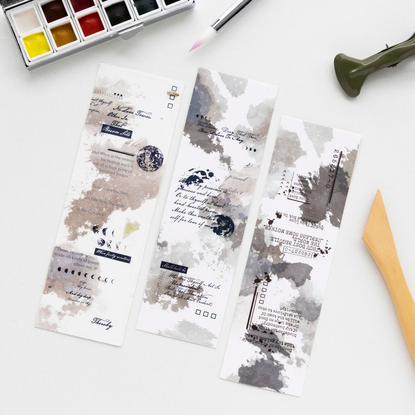 Watercolor Trace Transfer Stickers | Rub-on Sticker | Print-on stickers | Journal Scrapbooking Collage Crafting Supplies | Planner Stickers