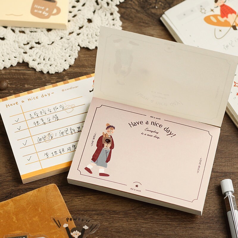 80 Sheets Cute Girl Memo Pad | Message Paper | Kawaii Stationery | Student Office School Supplies | Daily Planning | Note Paper