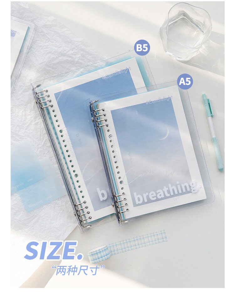 A5 B5 Breathing Notebook | 20 26 Holes Ring Binder | Loose Leaf Notebook | Study Supplies | Writing Journal | Note Taking