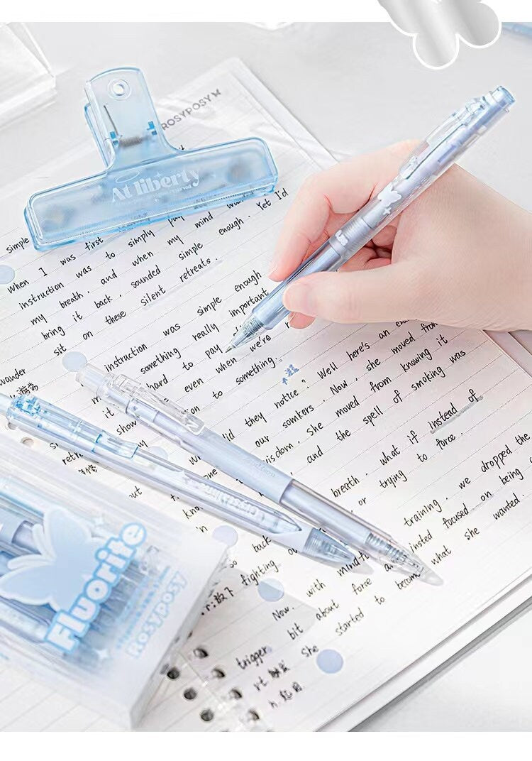 Fluorite Pretty Pen Set | Black Gel Ink Pens | Planner Journal Pens | Creative Stationery | School Study Office Supplies