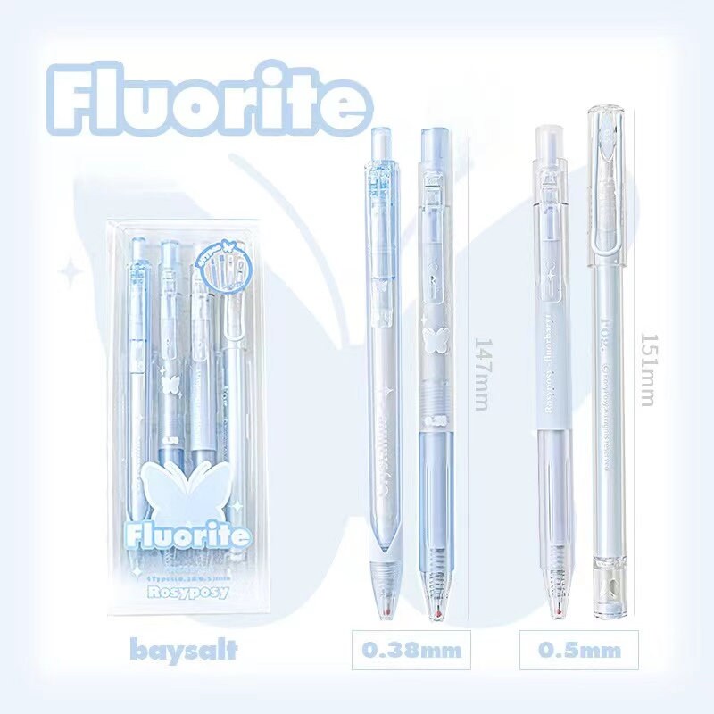 Fluorite Pretty Pen Set | Black Gel Ink Pens | Planner Journal Pens | Creative Stationery | School Study Office Supplies