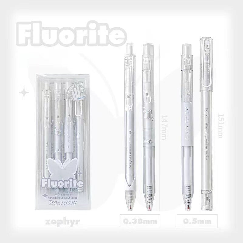 Fluorite Pretty Pen Set | Black Gel Ink Pens | Planner Journal Pens | Creative Stationery | School Study Office Supplies