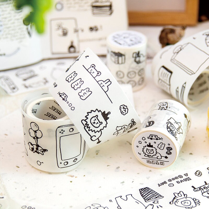Cute Graffiti World Washi Tape | Handdrawn Cartoon Washi Tape | Decorative Tapes | Planner Bujo Journaling Scrapbooking Supplies