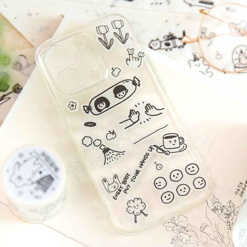 Cute Graffiti World Washi Tape | Handdrawn Cartoon Washi Tape | Decorative Tapes | Planner Bujo Journaling Scrapbooking Supplies