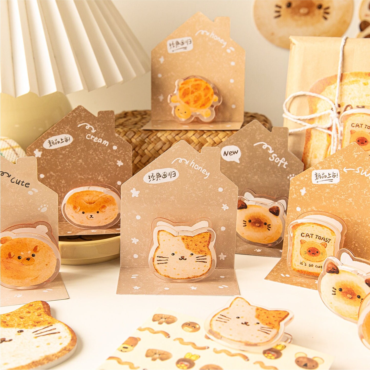 Cute Animal Acrylic Journal Clips | Hand-drawing Strong Clip | Kitten Acrylic Clips | Bread Acrylic Clips | Stationery Journal Supplies