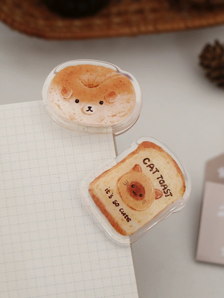 Cute Animal Acrylic Journal Clips | Hand-drawing Strong Clip | Kitten Acrylic Clips | Bread Acrylic Clips | Stationery Journal Supplies