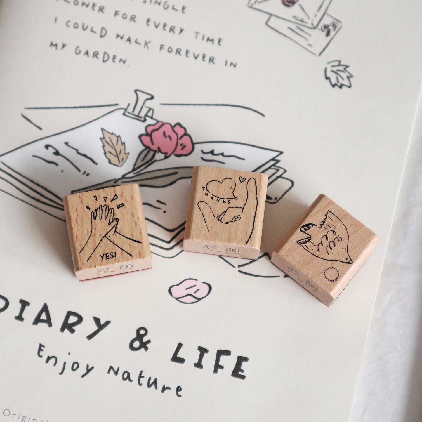 Gesture Rubber Stamp | Wooden Stamp Set | Scrapbooking Stamp | Planner Stamp | | Midori Traveler’s Notebook