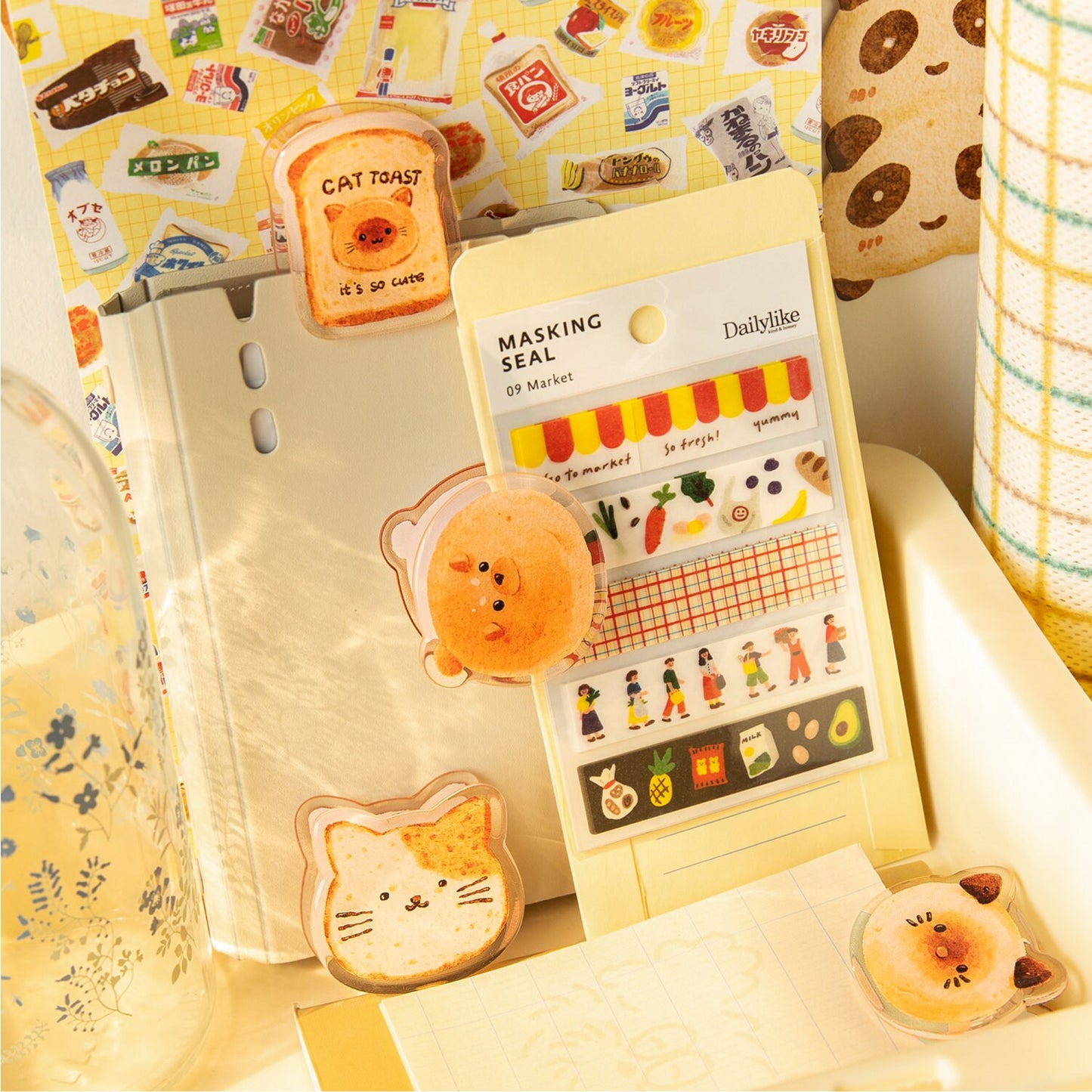 Cute Animal Acrylic Journal Clips | Hand-drawing Strong Clip | Kitten Acrylic Clips | Bread Acrylic Clips | Stationery Journal Supplies