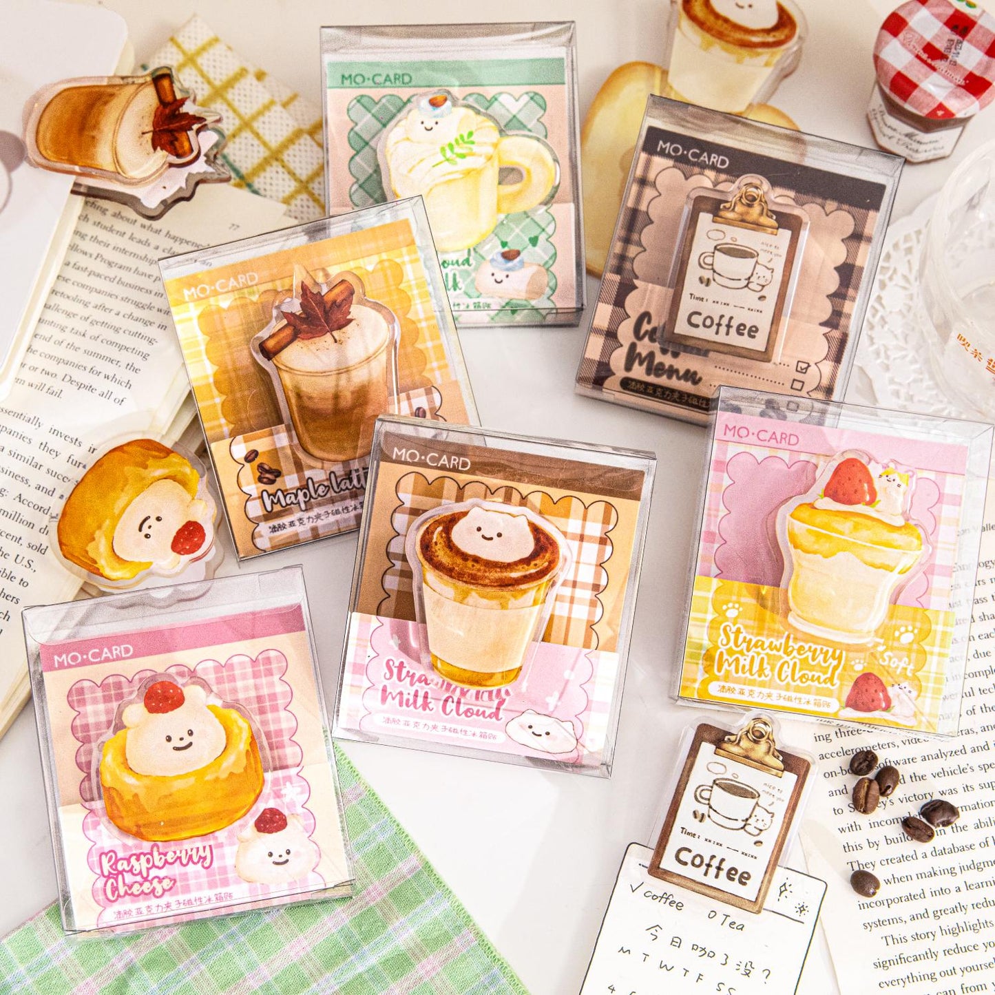 Cute Coffee Cake Acrylic Clips | Fridge Magnet | Strong Paper Clips | Cute Journal Supplies Planner Traveler's Notebook Accessories